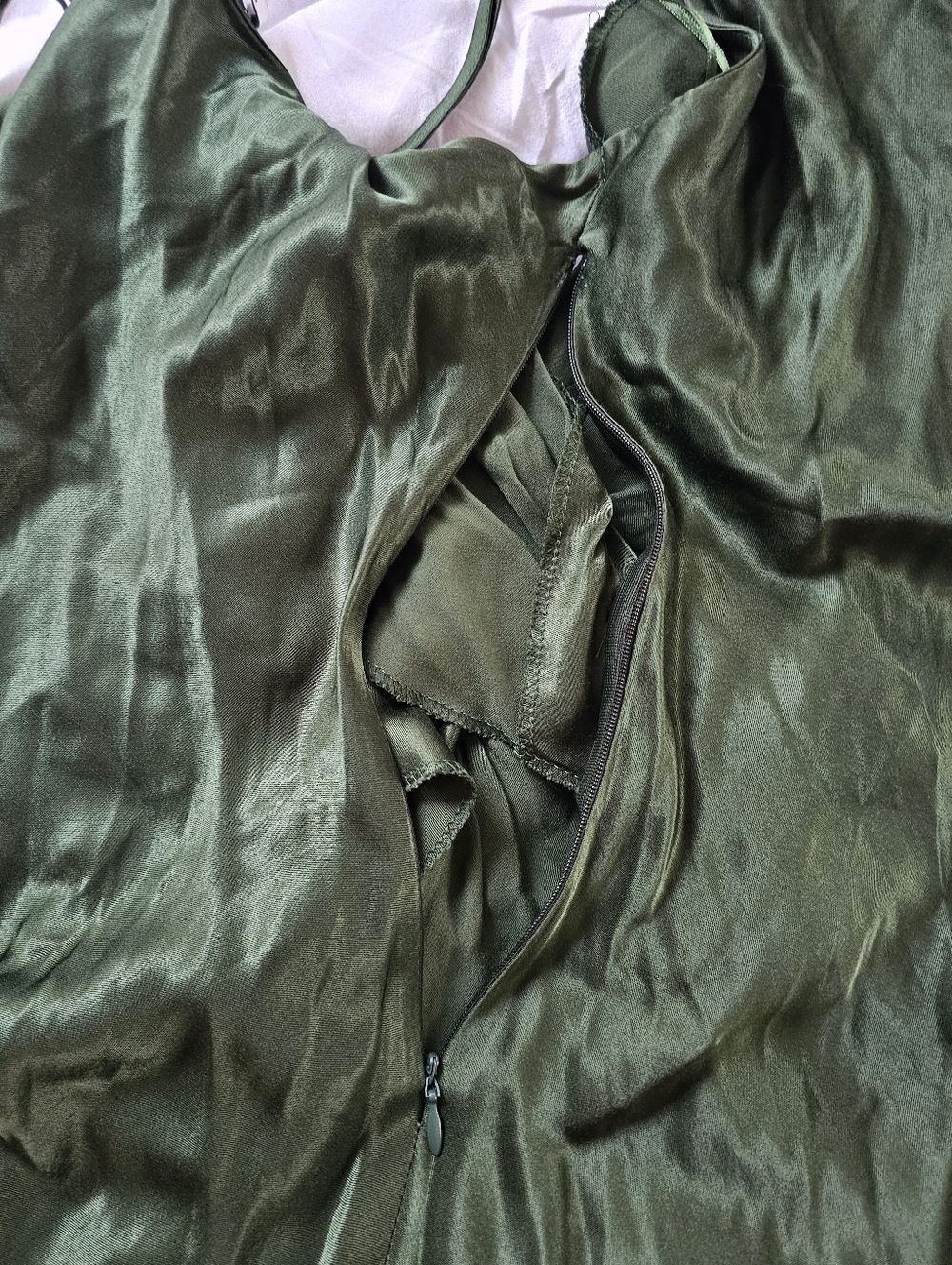 Zara Dark Green Satin Midi Slip Dress - Picture 9 of 9